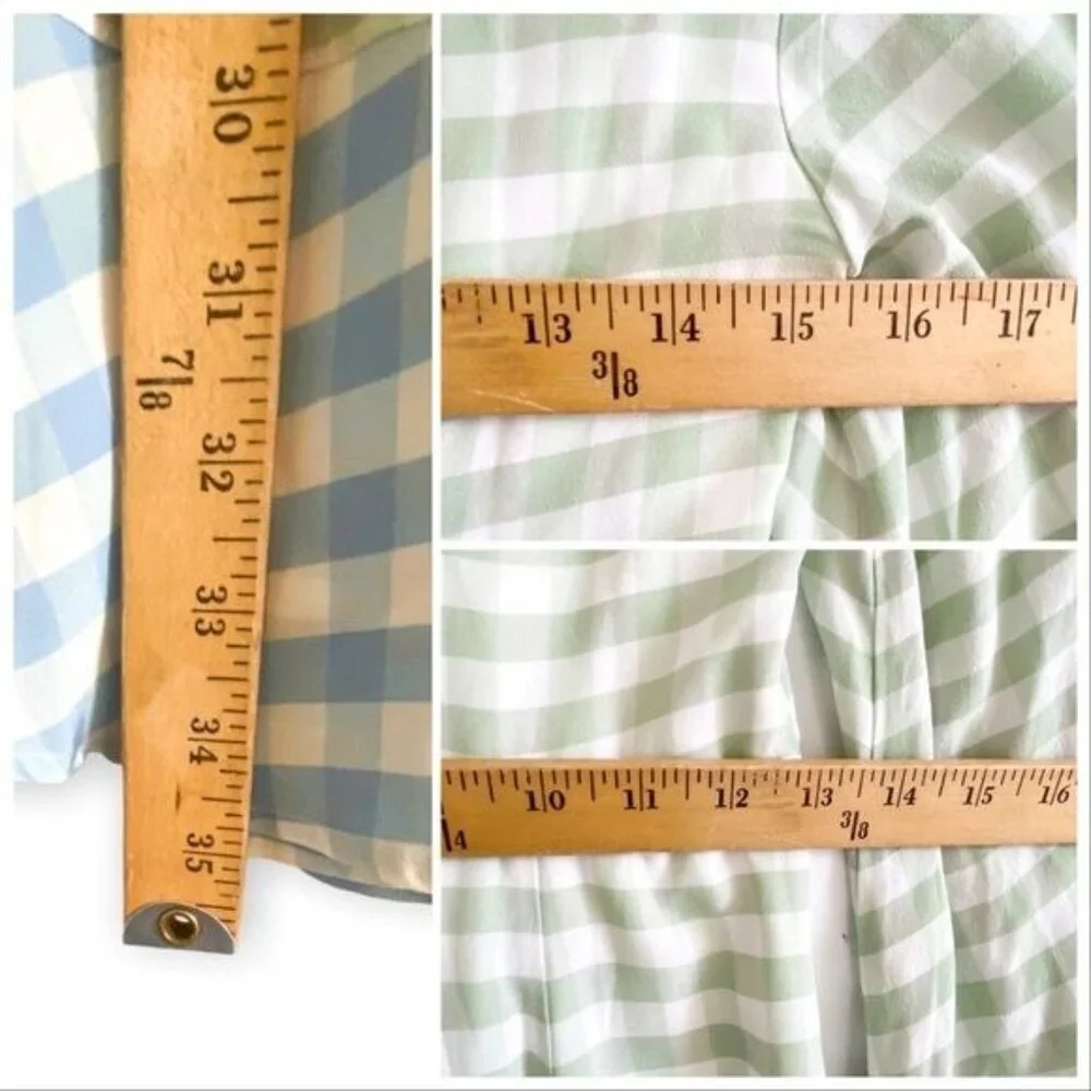 STAUD Olivier Gingham Mini Dress Green Blue Size 2 NWT